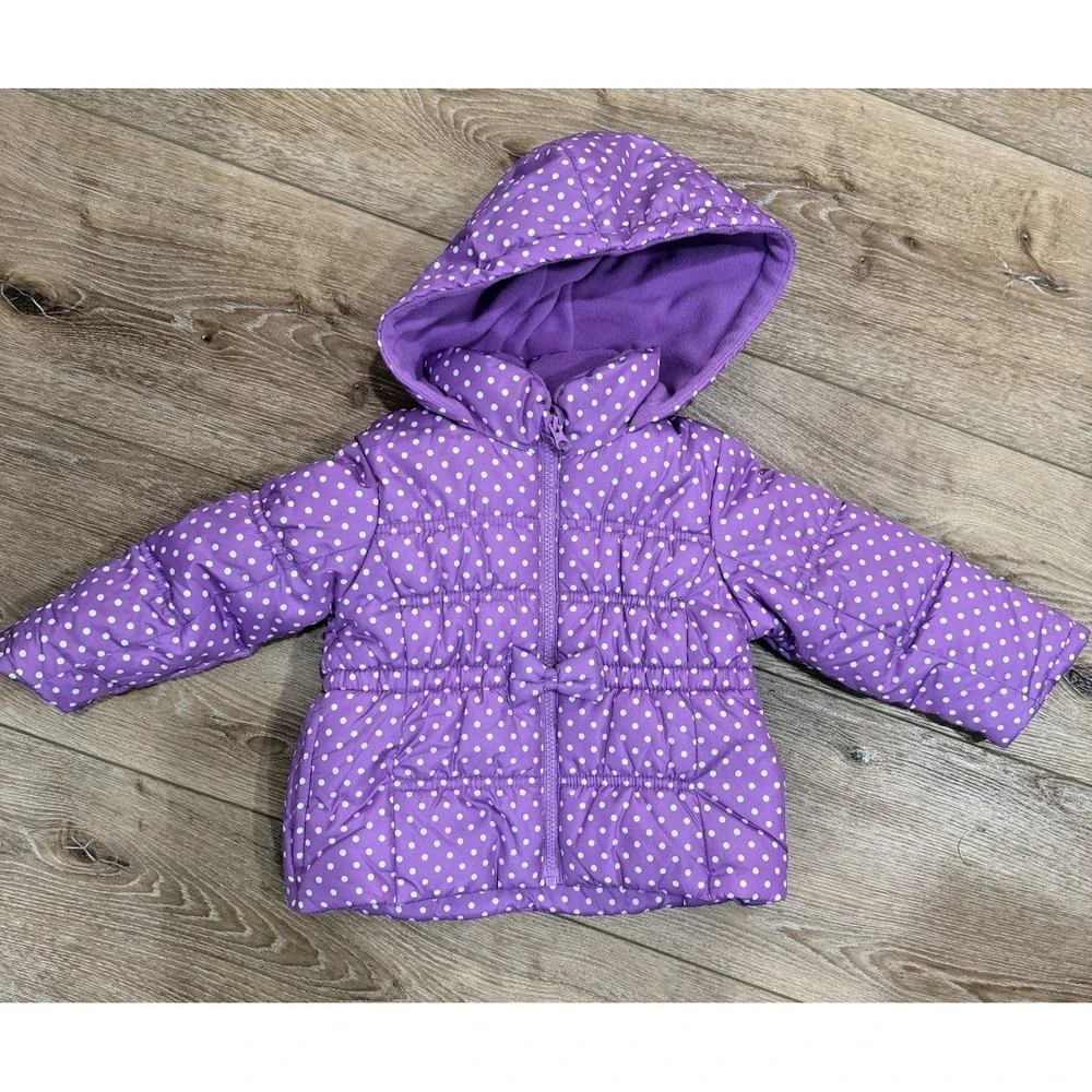 OshKosh B'gosh Girls 2T Purple Polka Dot Puffer Jacket Snow Bib Set